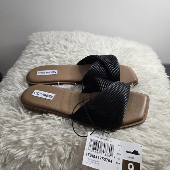 Steve Madden Black Women's Slide Sandals - Picture 1 of 3